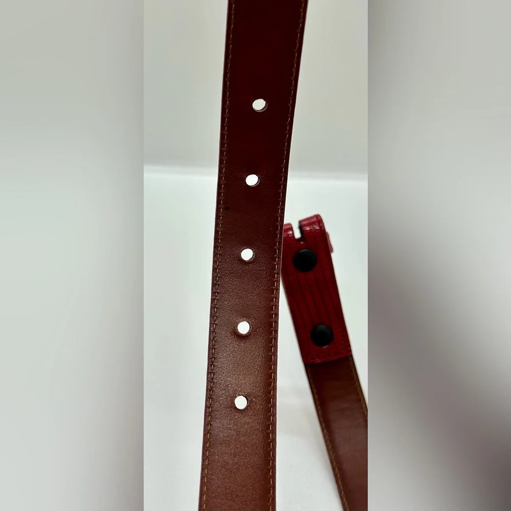 Barry Kieselstein-Cord Vintage Skinny Red Lizard Belt Strap 4 NEW CONDITION